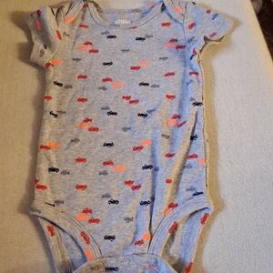 Carter's Gray Bodysuit with Colorful Car Print